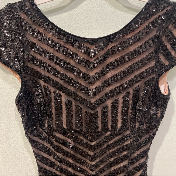 Dress The Population Women's Black Tabitha Sequin Cocktail Bodycon Dress Size M - Picture 4 of 10